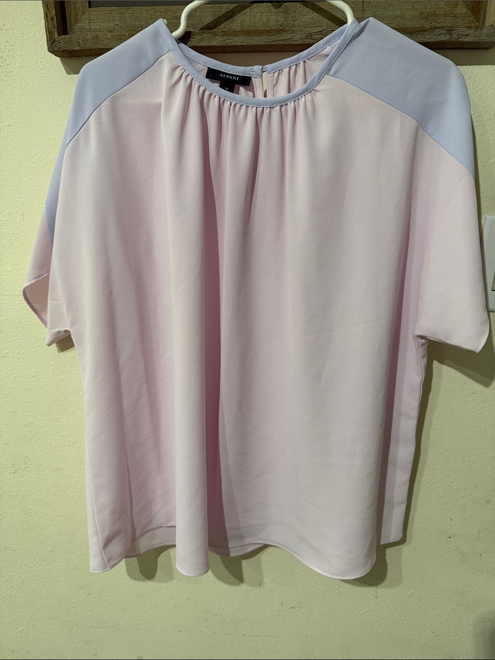 Alfani Pale Pink Blouse with Light Lavender Shoulders
